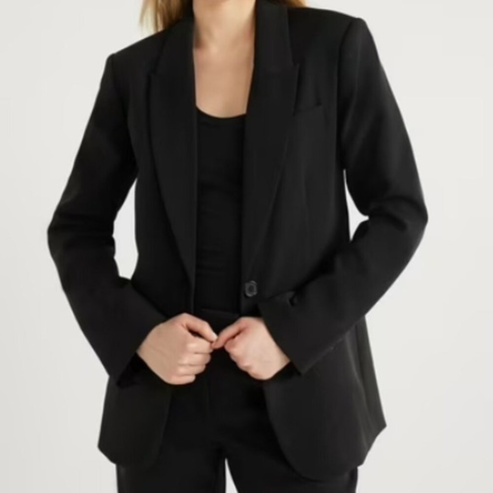 NWT Scoop Women's Black Plus Crepe One Button‎ Suit Blazer XS (0-2)